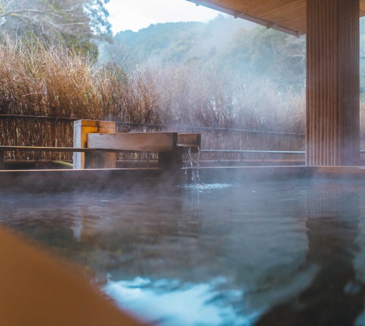 A steaming bath at a Japanese bathhouse