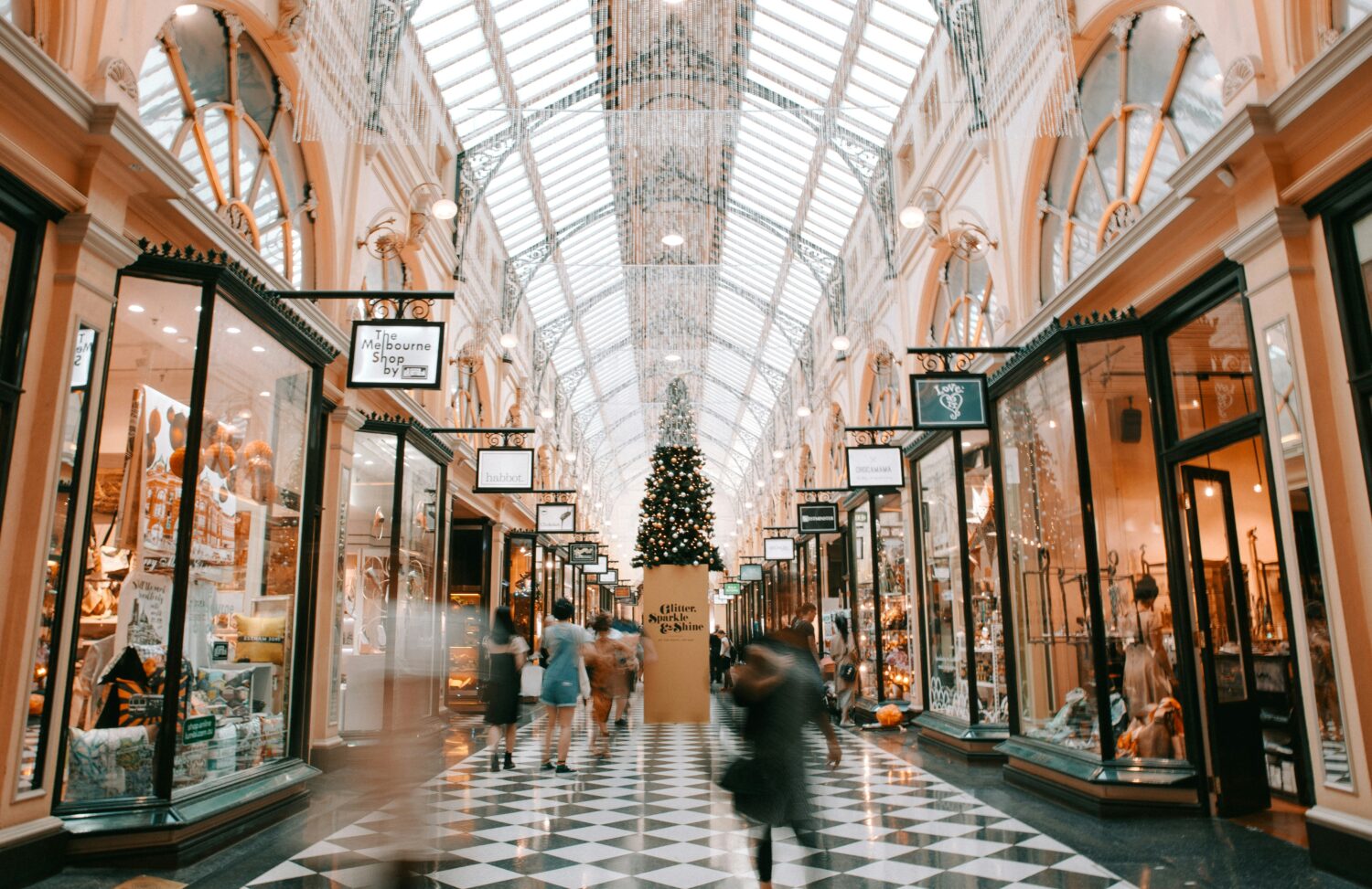A Melbourne arcade decorated for Christmas