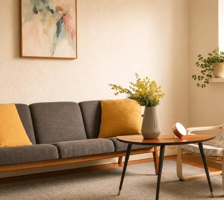Long dark grey armchair in Armadale therapy room at Peaceful Mind Psychology